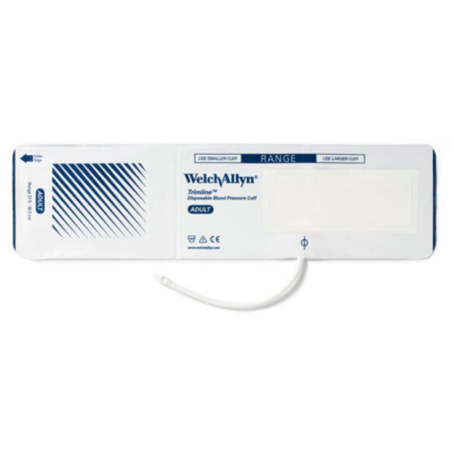 Welch-Allyn Trimline Blood Pressure Cuff, White/Navy Blue, Latex-Free, 20/Case
