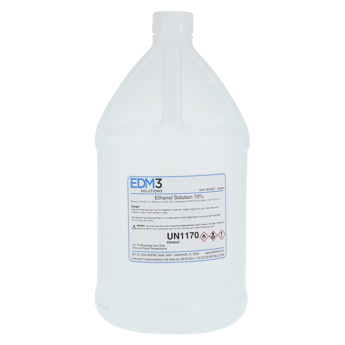 Ethanol Solution 70%, 1 Gallon (128 fl oz) Bottle