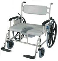 GF Health Products Bariatric Wheeled Commode Chair, 28" Seat Width, 750 lb Capacity, with 24" Rear/Front Casters