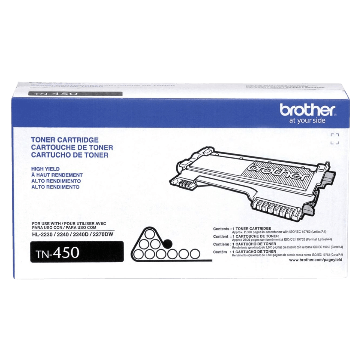 Brother Laser Toner TN-450, High-Yield, Black, Each