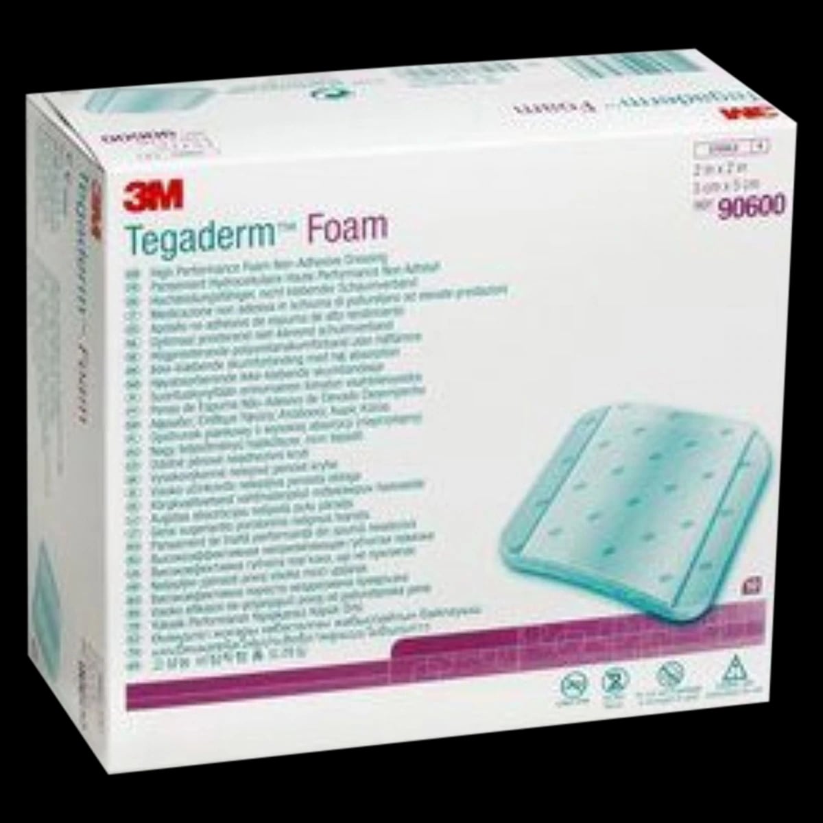 3M Tegaderm Foam Dressing, 2x2" Sterile Square, Non-Adhesive, Tan, Latex-Free