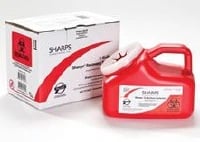Sharps Compliance Replacement Mail Back Box, 2-Gallon, Red, 6.75" x 8.875" x 10.875", Cardboard, Non-Sterile, Disposable, Each
