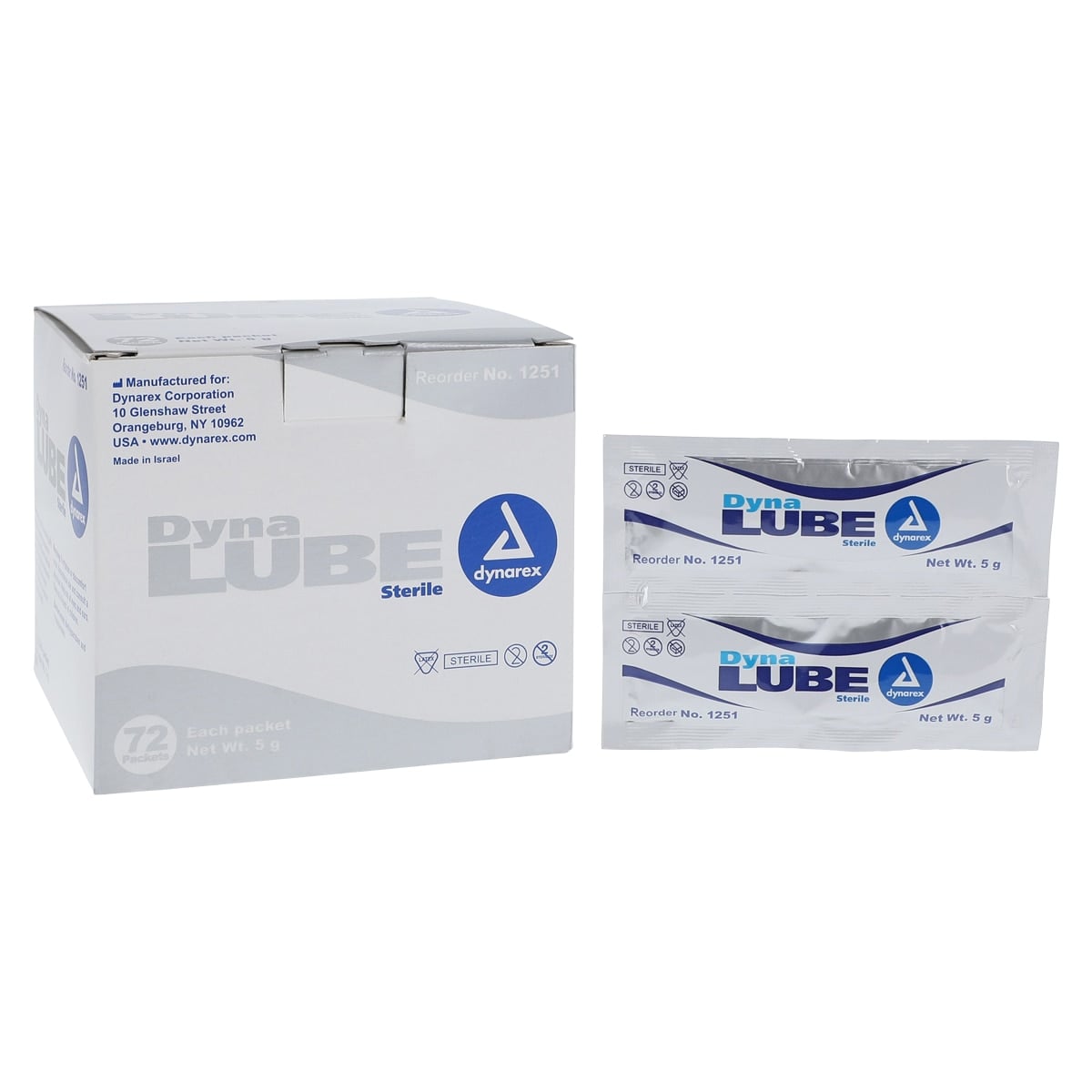 Dynarex Lube Gel Sterile Foilpack, 5g, 72/Box