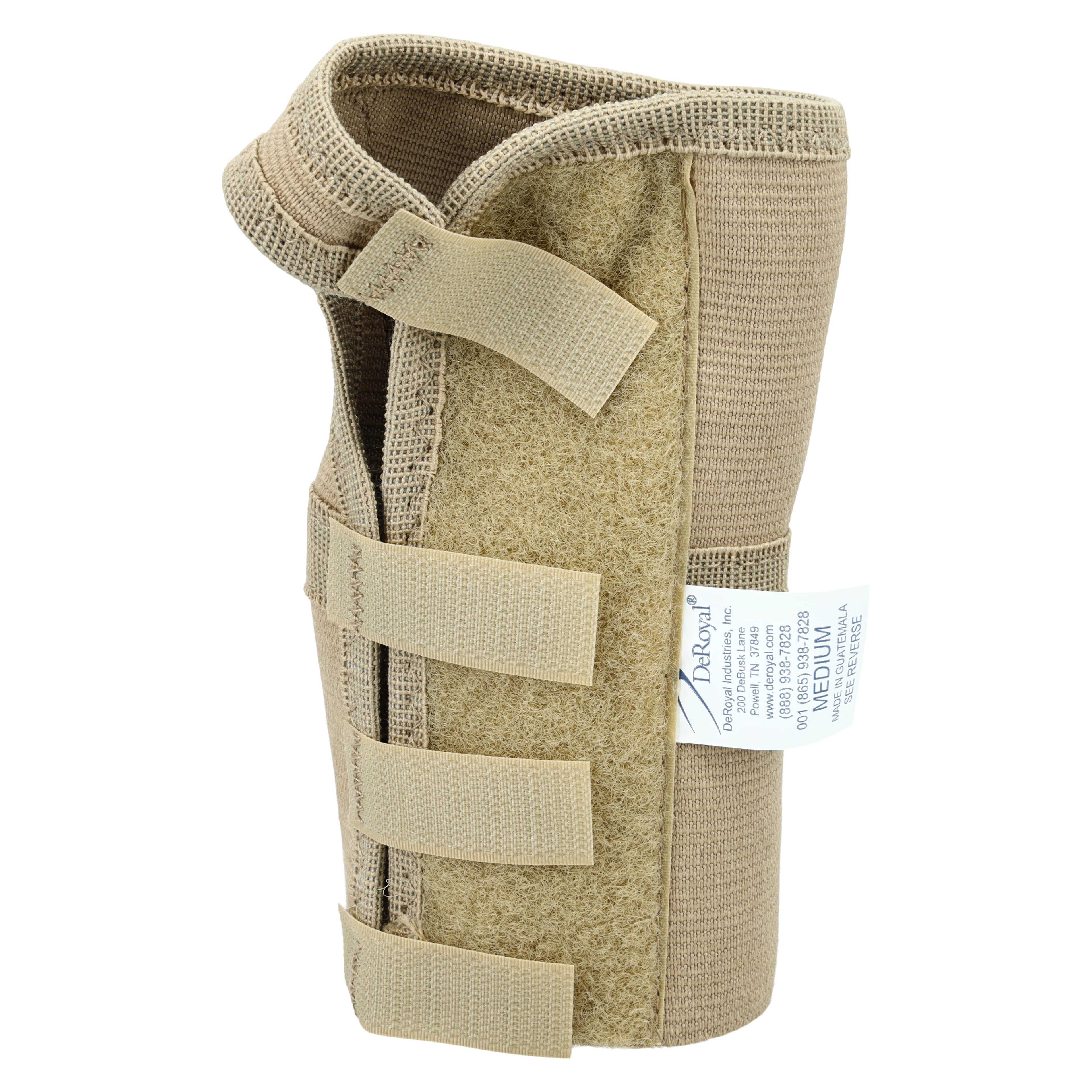 DeRoyal Wrist Splint, Cotton/Elastic, 6" Size Medium, Right, 1 Each