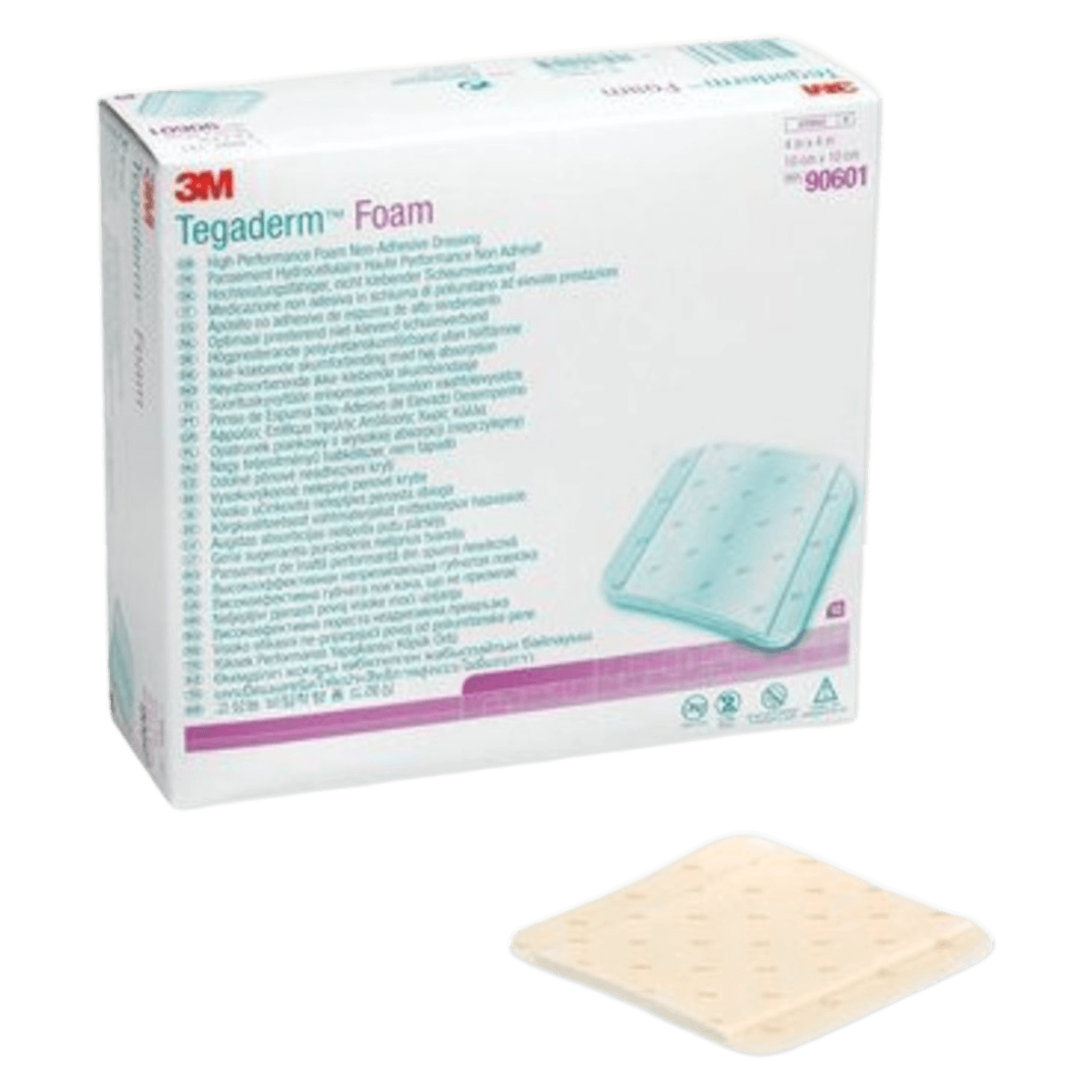 3M Tegaderm HP Foam Dressing, 4x4" Sterile, Non-Adherent, Tan, 10/Bx
