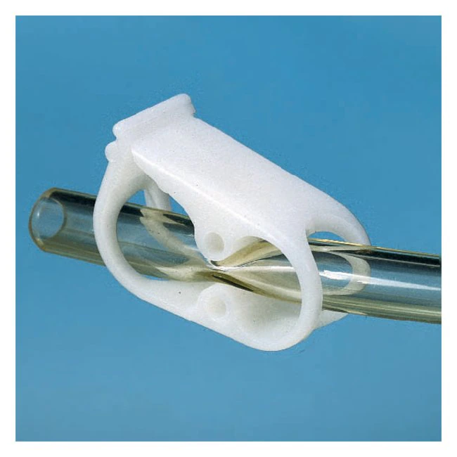 Dura-Clamp Flow Control Clamp, Polypropylene, White, Reusable, for 0.12" to 0.5" O.D. Tubing, Medium, 15-Position Control, 12/Package
