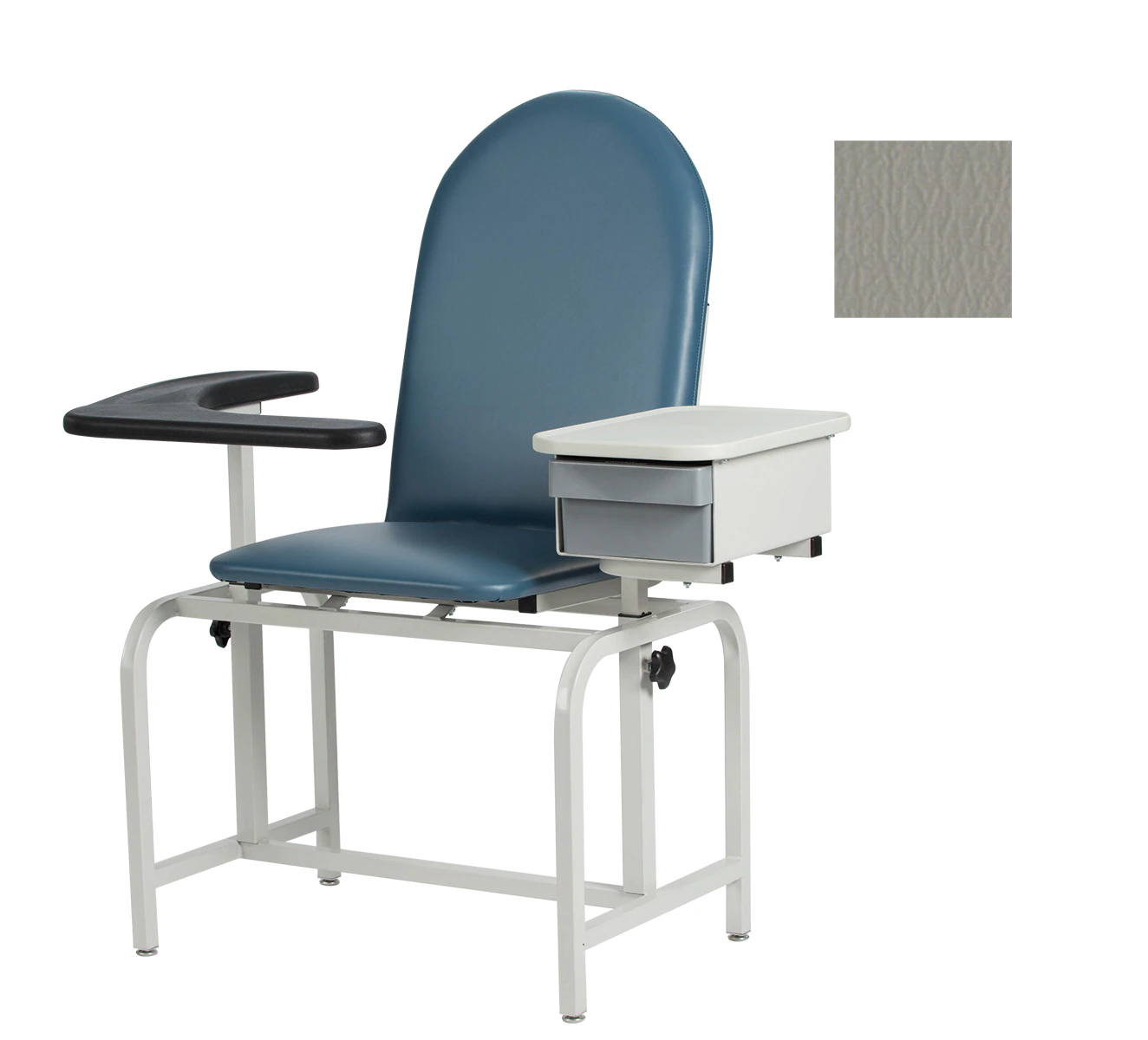 Winco Mfg Blood Draw Chair with Drawer, Gray Steel, 300 lb Capacity