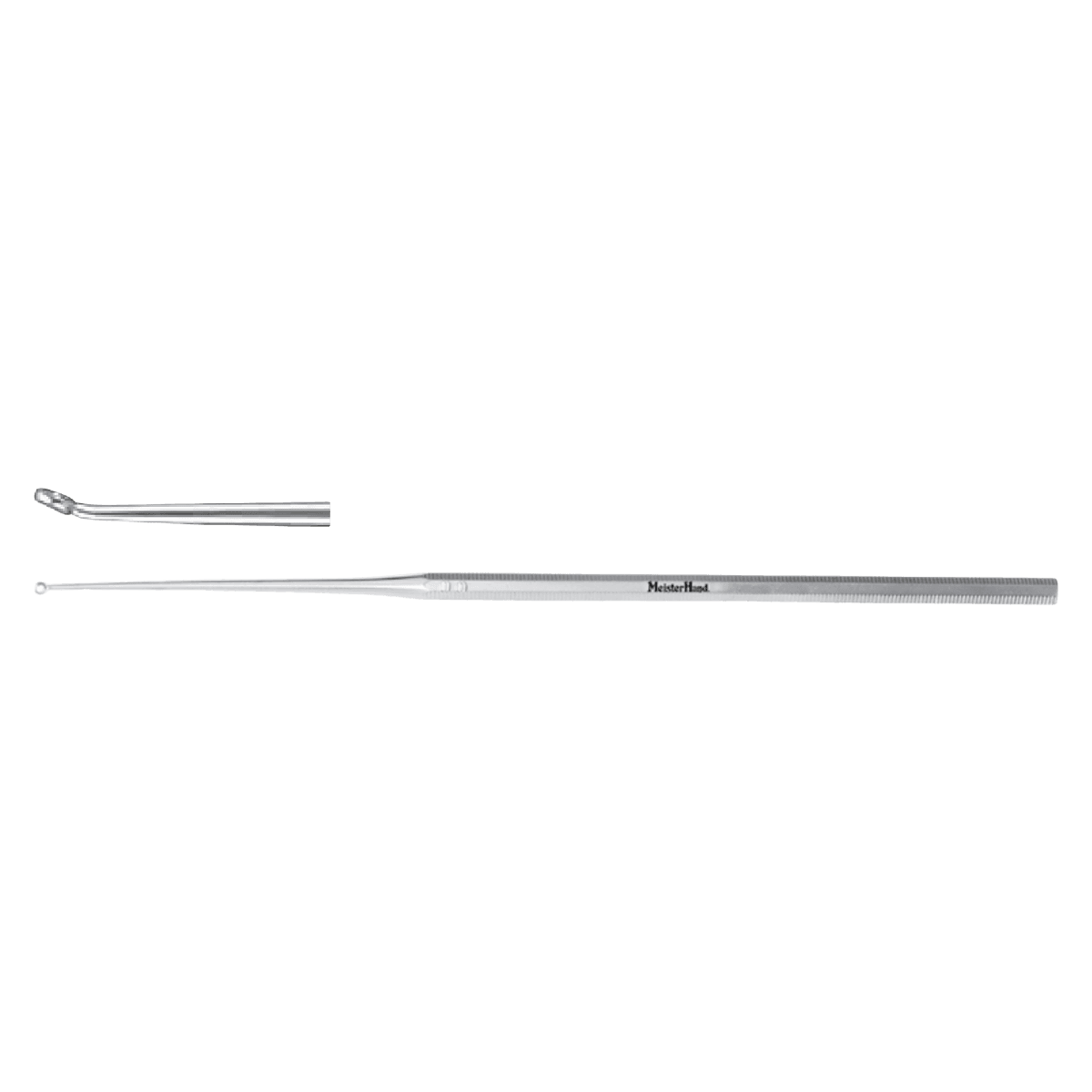Miltex Meister-Hand Buck Ear Curette, Size 1, Angled, Blunt, 6-1/2" Stainless Steel, Each