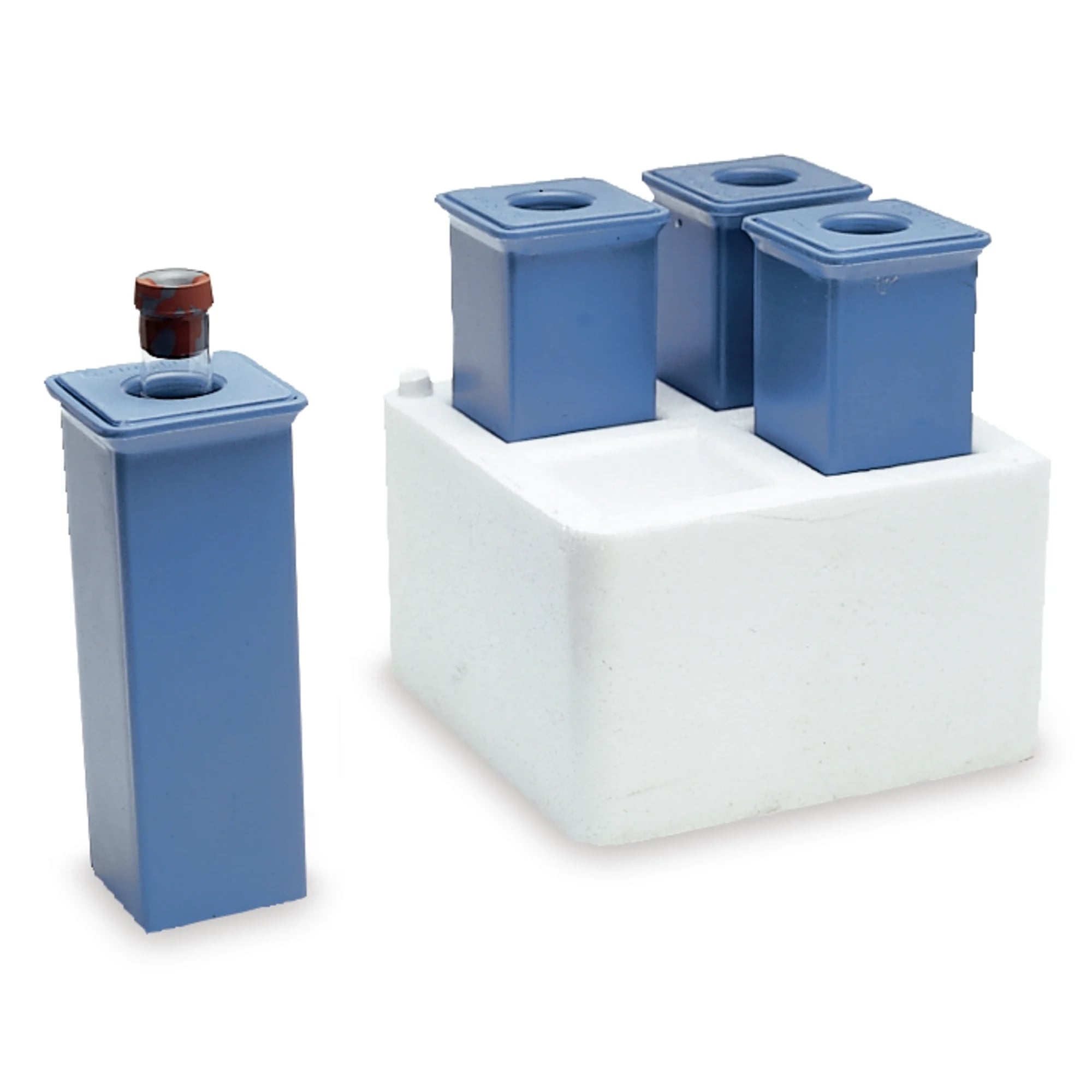 Marketlab Cool Cube Single Tube Transport System, 10mL, Blue/White, Reusable, 4/Package