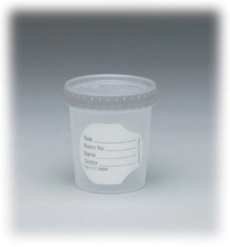 Medegen ClikSeal Sterile Specimen Container, 3 oz, Graduated, Translucent with Blue Screw Lid, 100/Case