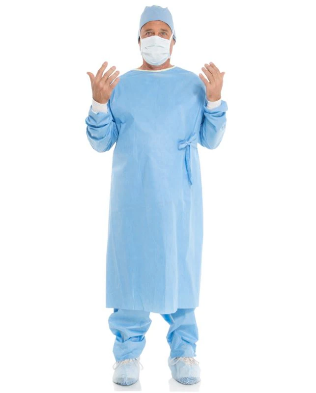 Halyard Evolution 4 Non-Reinforced Surgical Gown, SMS Fabric, Blue/Yellow Neckband, Raglan Sleeves, 40/Case