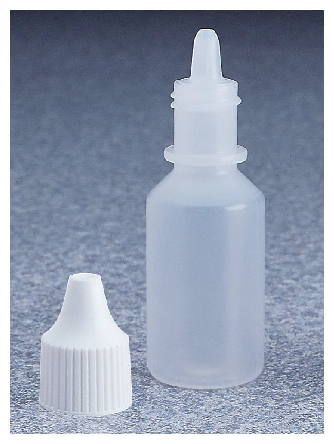 Nalgene LDPE Dropper Bottle, Clear, 8 mL, White Screw Cap with Control Dispensing Tip, 25/Case