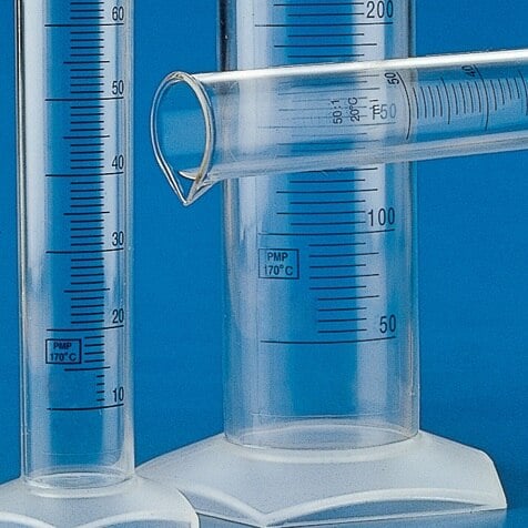 Globe Scientific Graduated Cylinder, PMP, Clear, 25mL, Pour Spout, Printed Graduations, Each