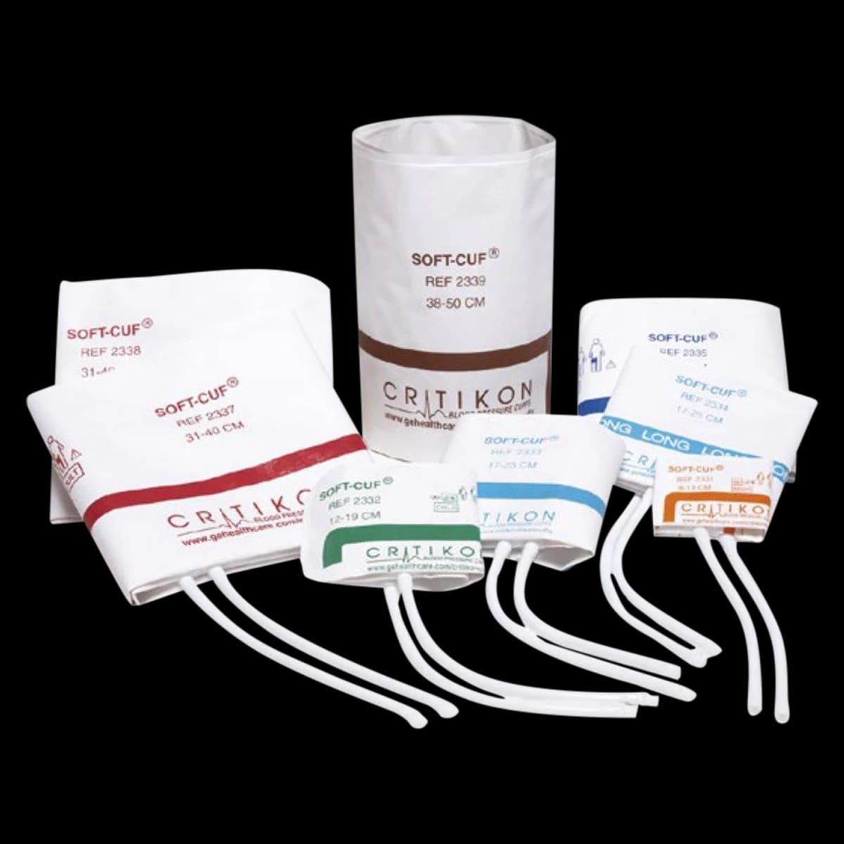 Critikon Soft-Cuf Blood Pressure Cuff, Neonatal Size 3, White/Green, Latex-Free, 20/Package