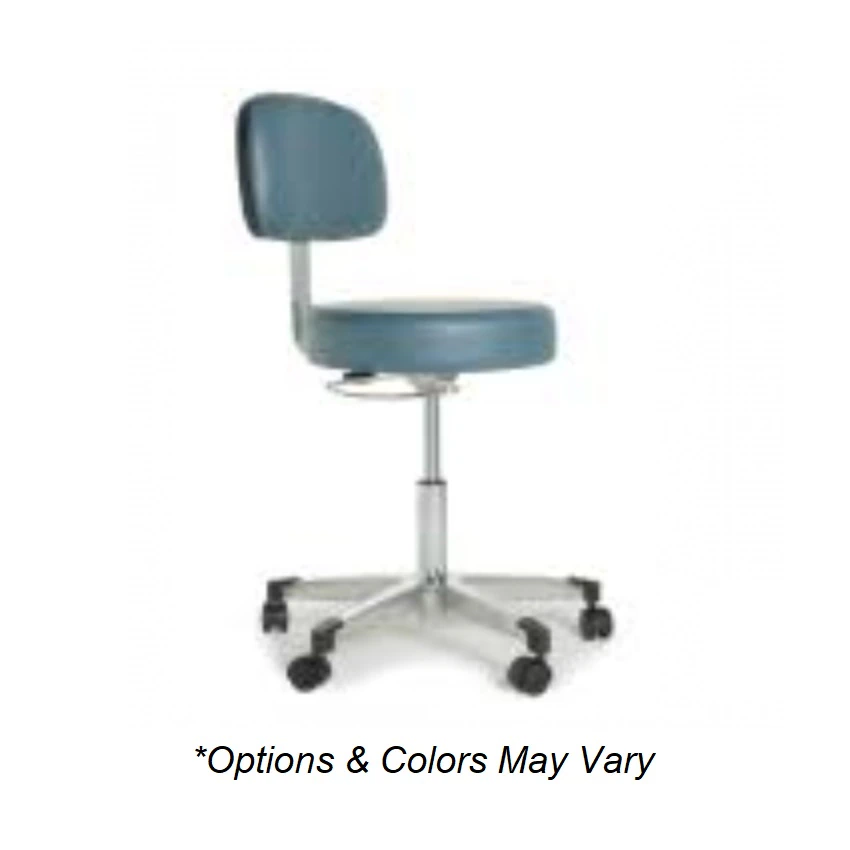 Graham-Field Exam Stool, Pneumatic Height Adjustment, 5-Leg Base with Casters, Gray, 350 lb Capacity