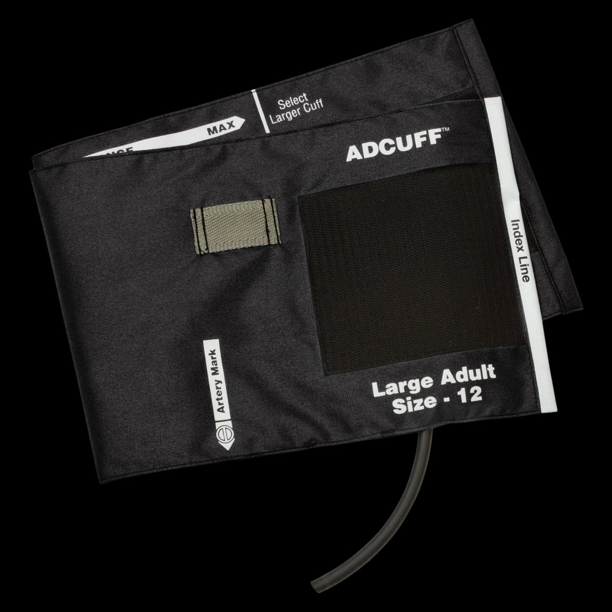 Diagnostix Adcuff Blood Pressure Cuff & Bladder, Size 12, Black, Latex-Free, for Palm Style Aneroid Instruments