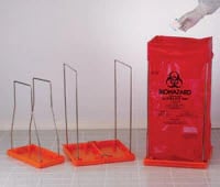 Clavies Biohazard Bag Holder, Small, Orange, Stainless Steel/Polypropylene, Autoclavable, Reusable, for 12x24" Bags, F13160-0009/F13160-0005