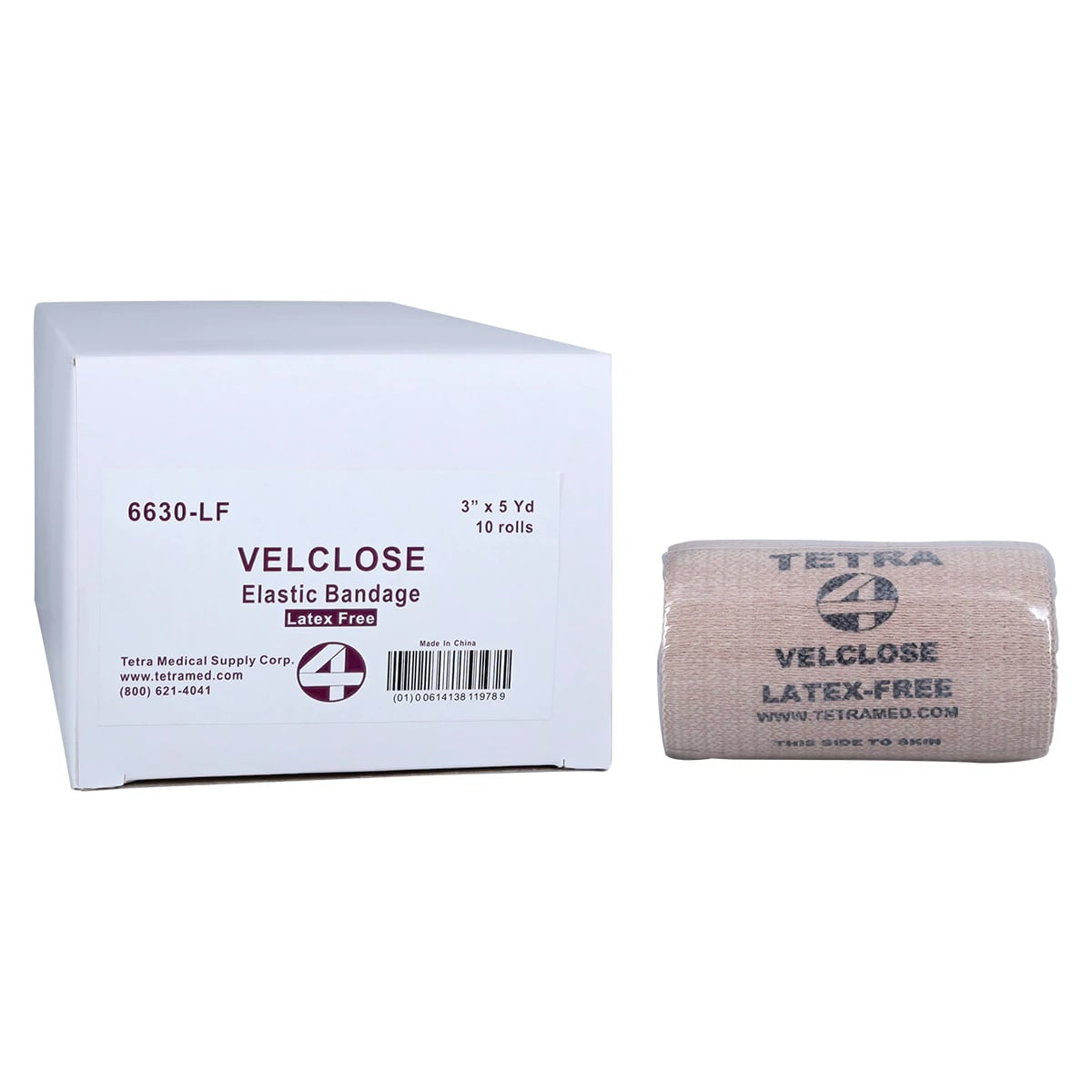 Tetra Medical Velclose Stretch Bandage, Elastic, 3" x 5 yd, 10/Box
