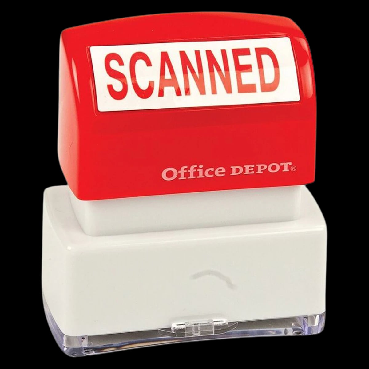 Office Depot Brand Pre-Inked Message Stamp "Scanned" Red, Each