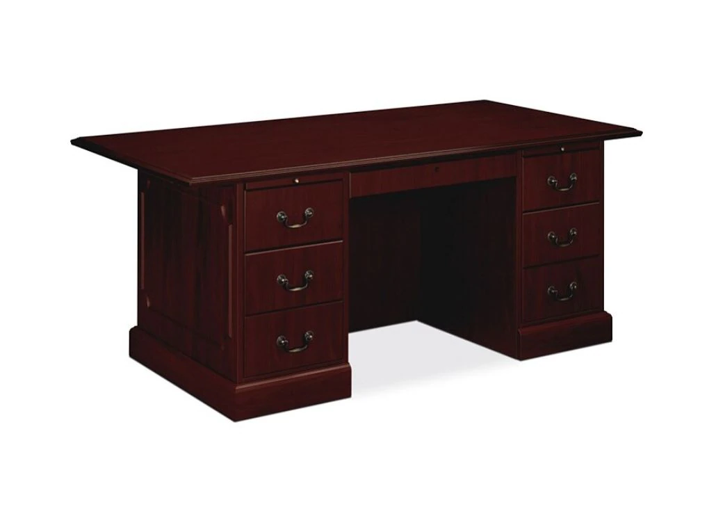 HON 94000 Series Double-Pedestal Desk, 72" x 36", Mahogany