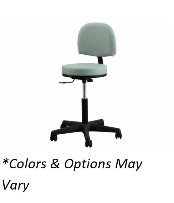 Oakworks Pneumatic Exam Stool with Backrest, High Height, 300 lb Capacity