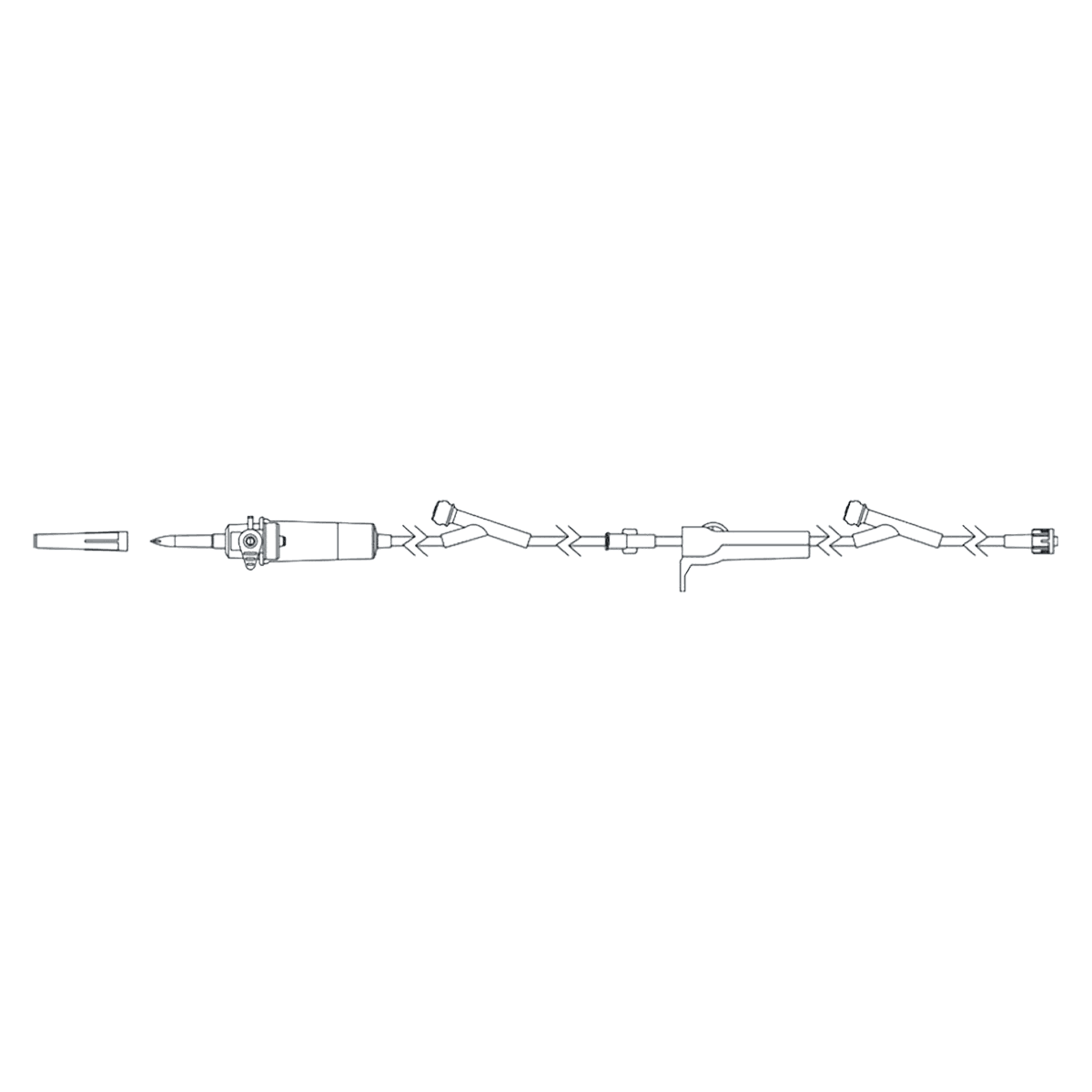 MPS IV Extension Set, 2 Y-Injection Sites, 20 Drops/mL, 100" Male Luer, Roller Clamp, Microbore, Orange Stripe, 20/Box