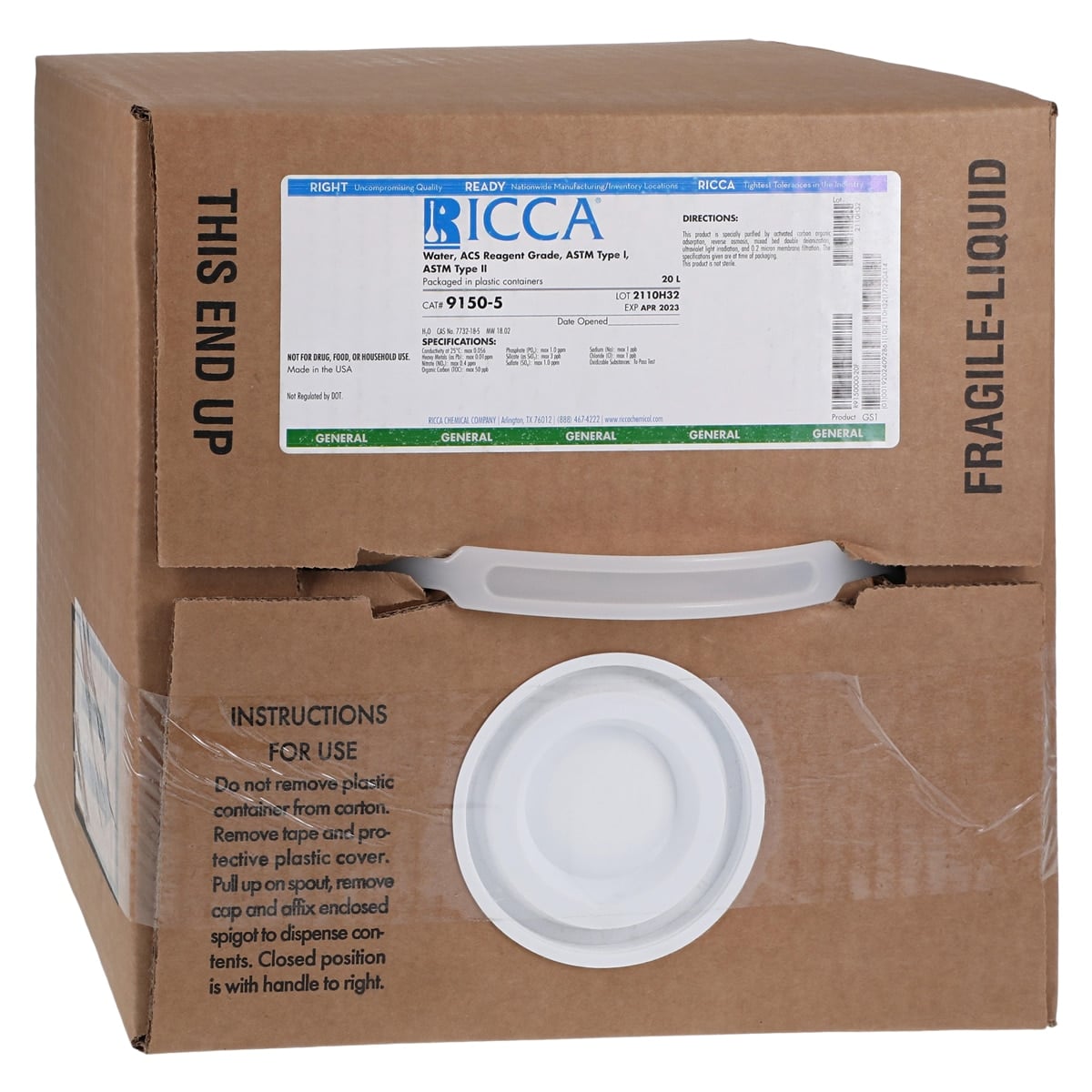 Horiba Medical Reagent Grade Water for Pentra C400/C200, 20 Liter