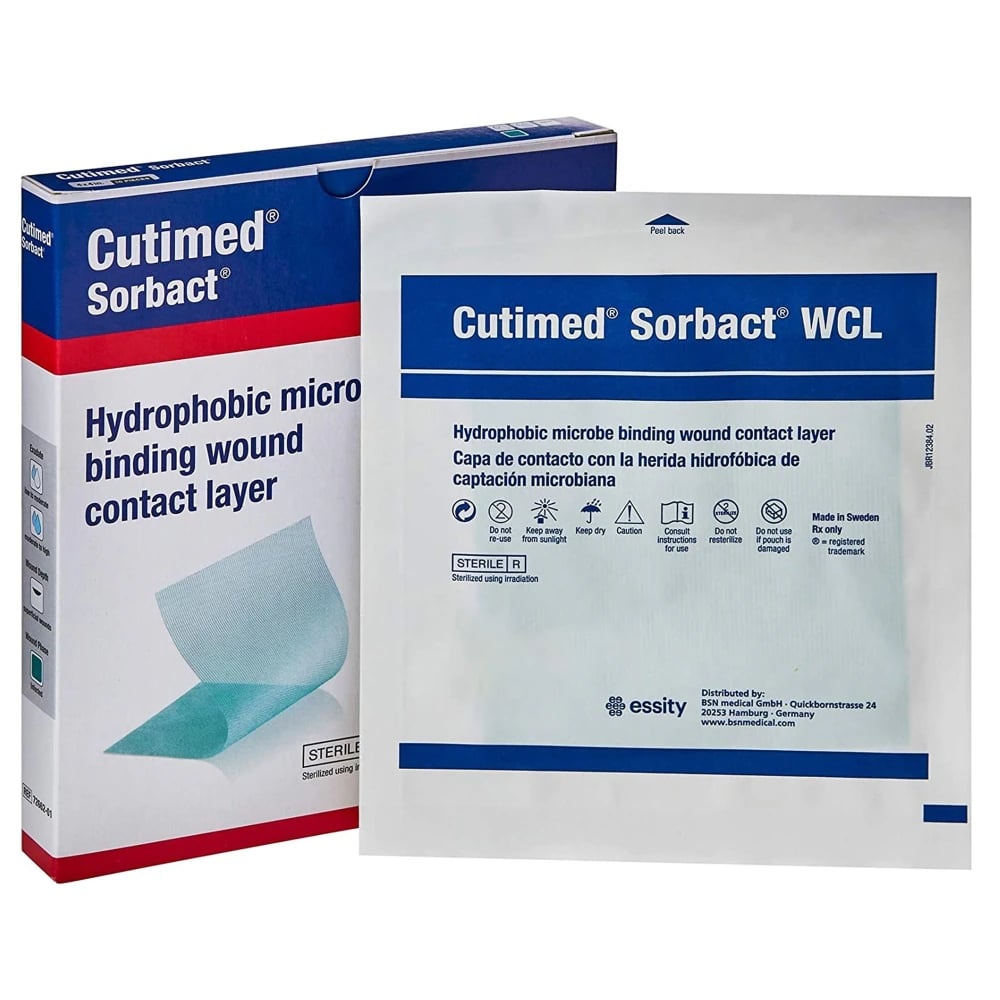 Cutimed Sorbact WCL Acetate Fabric Dressing, 4" x 5", Sterile, Non-Adhesive