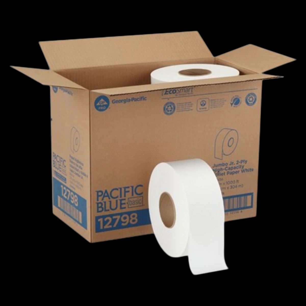 Georgia Pacific Professional Jumbo Jr. Bathroom Tissue Roll, White, 2-Ply, 3.3" x 1000 ft, 8/Case