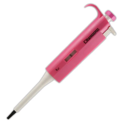 Globe Scientific Diamond Fixed Volume Pipette, 5 µL, Non-Graduated, Pink, Calibrated, Each