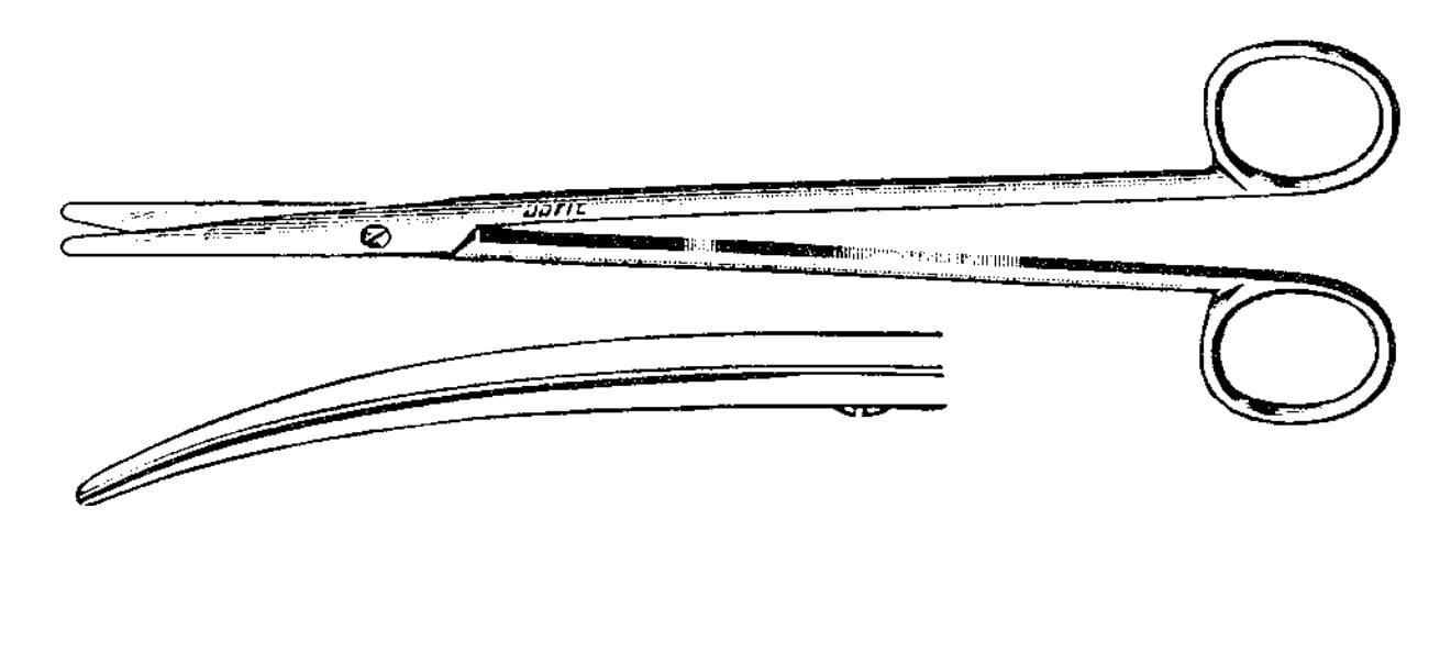Metzenbaum Scissors, Curved, 7" Stainless Steel, Each