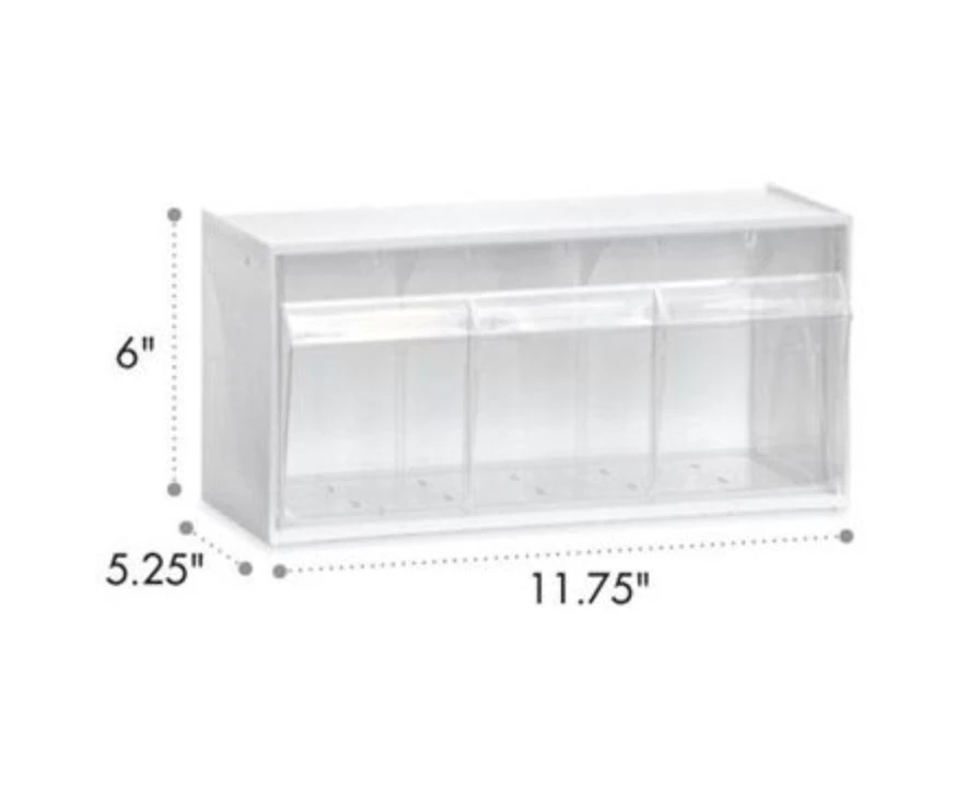 Marketlab Tilt Bin, Clear Polystyrene, Adjustable Single with 3 Removable Dividers, 11-3/4"