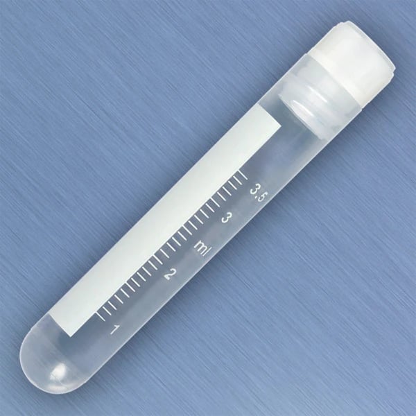Globe Scientific CryoClear Cryogenic Vial, Polypropylene, 4mL, Attached Screw Cap, Round Bottom, Sterile, 500/Case