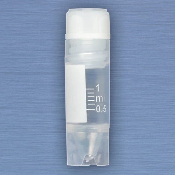 Globe Scientific CryoClear Cryogenic Vial, Polypropylene, 1mL, Attached Screw Cap, Conical Bottom, Sterile, Internal Threads, 500/Case