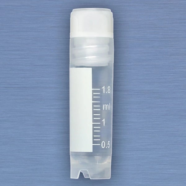 Globe Scientific CryoClear Cryogenic Vial, Polypropylene, 2mL, Attached Screw Cap, Internal Threads, Self-Standing, Sterile, 500/Case