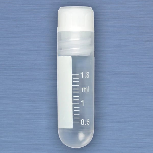 Globe Scientific CryoClear Cryogenic Vial, Polypropylene, 2mL, Attached Screw Cap, Internal Threads, Round Bottom, Sterile, 500/Case
