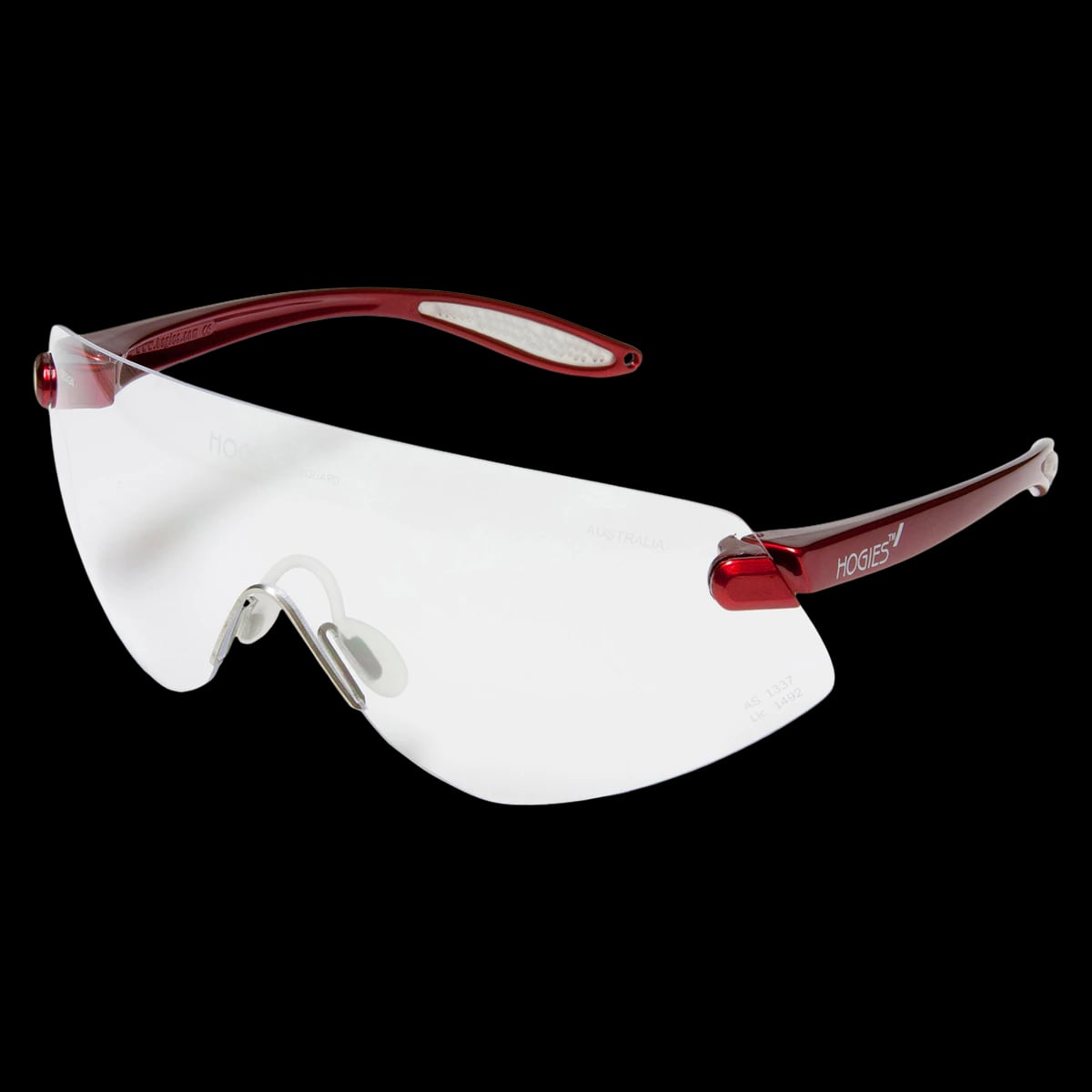 Hager Outback Protective Eyewear, Clear Lens, Red Frame, One Size Fits All, 100701