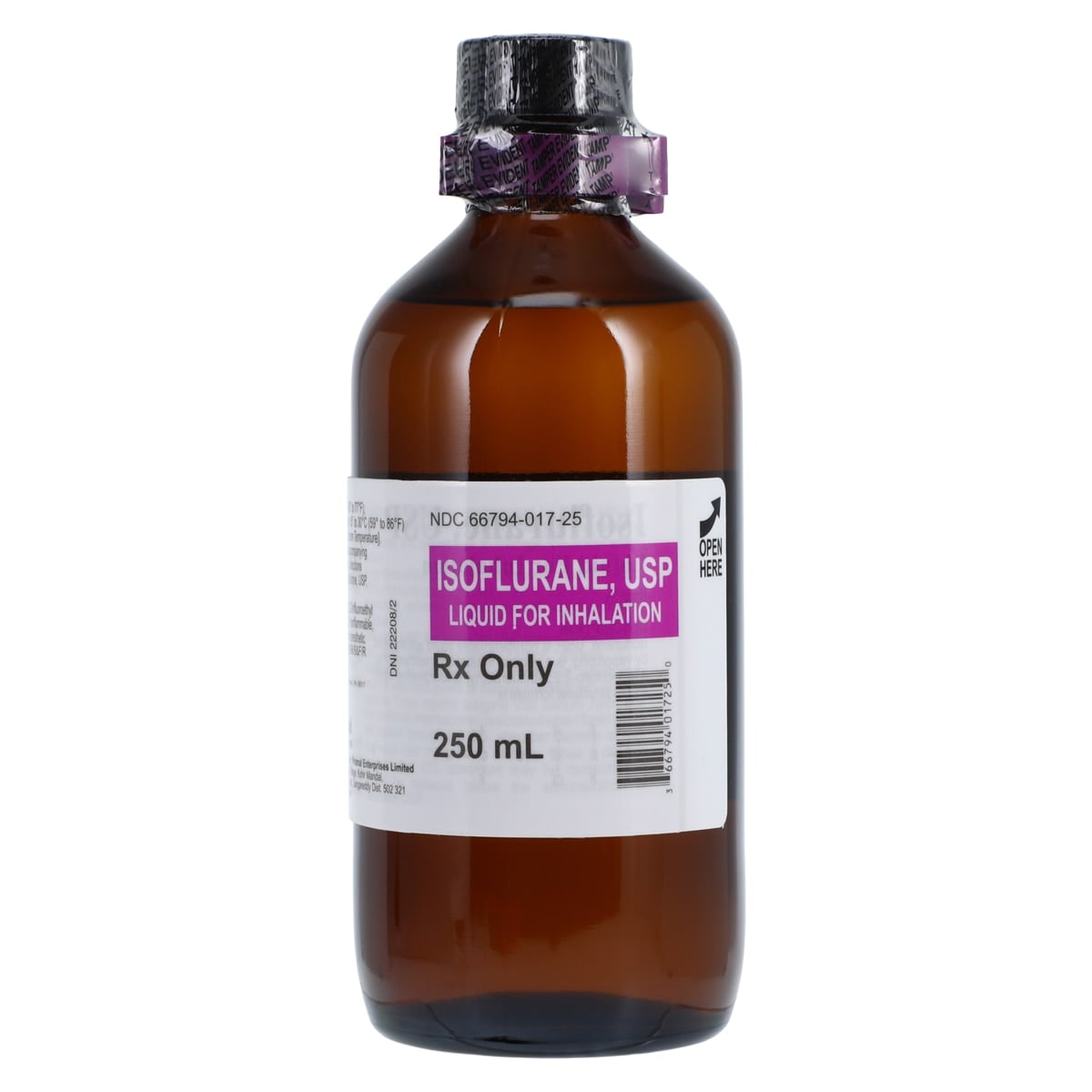 Isoflurane Liquid Inhalation Solution 99.9%, 250mL Bottle, Piramal Critical Care