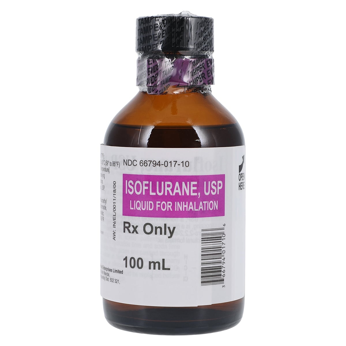 Isoflurane Liquid Inhalation Solution 99.9%, 100 mL Bottle, Piramal Critical Care