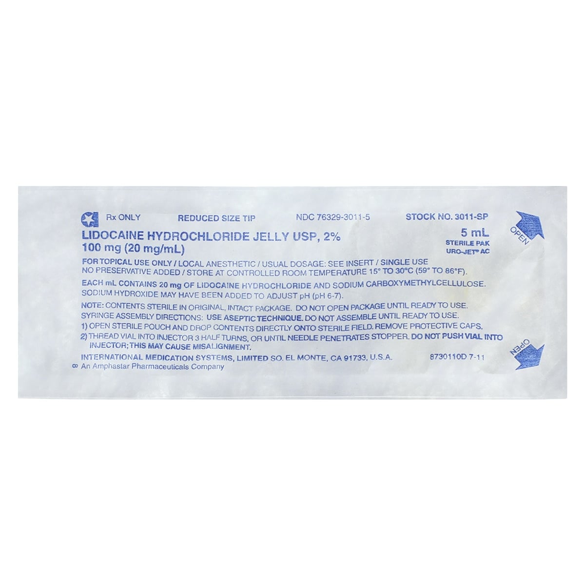 Lidocaine HCl Jelly USP 2%, Preservative Free, Prefilled Syringe, 5ml, 25/Box