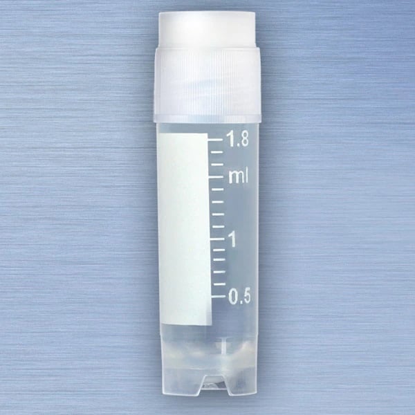 Globe Scientific CryoClear Cryogenic Vial, Polypropylene, 2mL, Attached Screw Cap, Self-Standing, Sterile, 500/Case