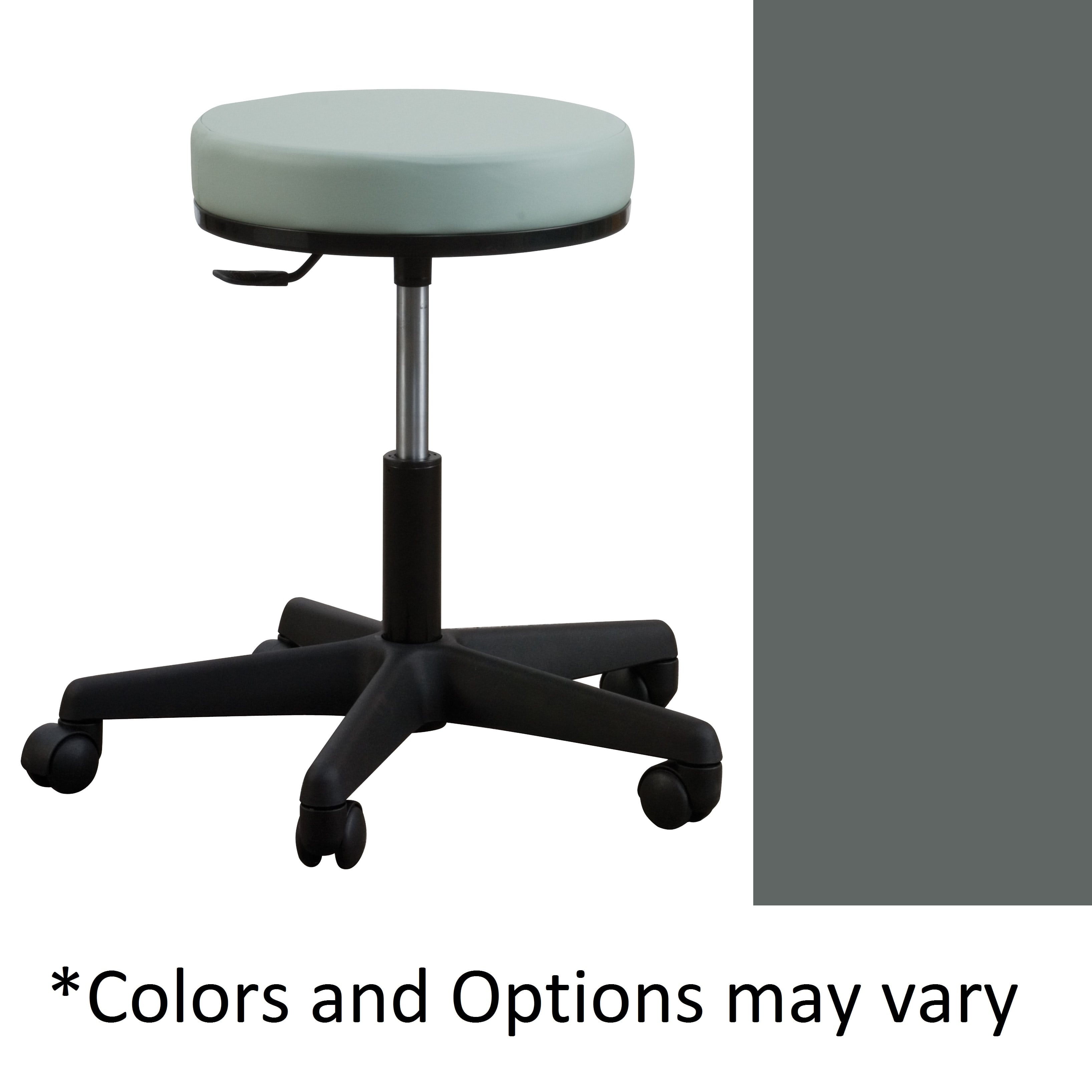 Oakworks Premium Series Air-Lift Exam Stool, Backless, 20-28" Height, Pewter, 300 lb Capacity