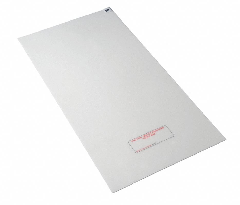 High Tacky Antibacterial Tacky Mat, Polyethylene/Acrylic, White, 36x18", 4/Package