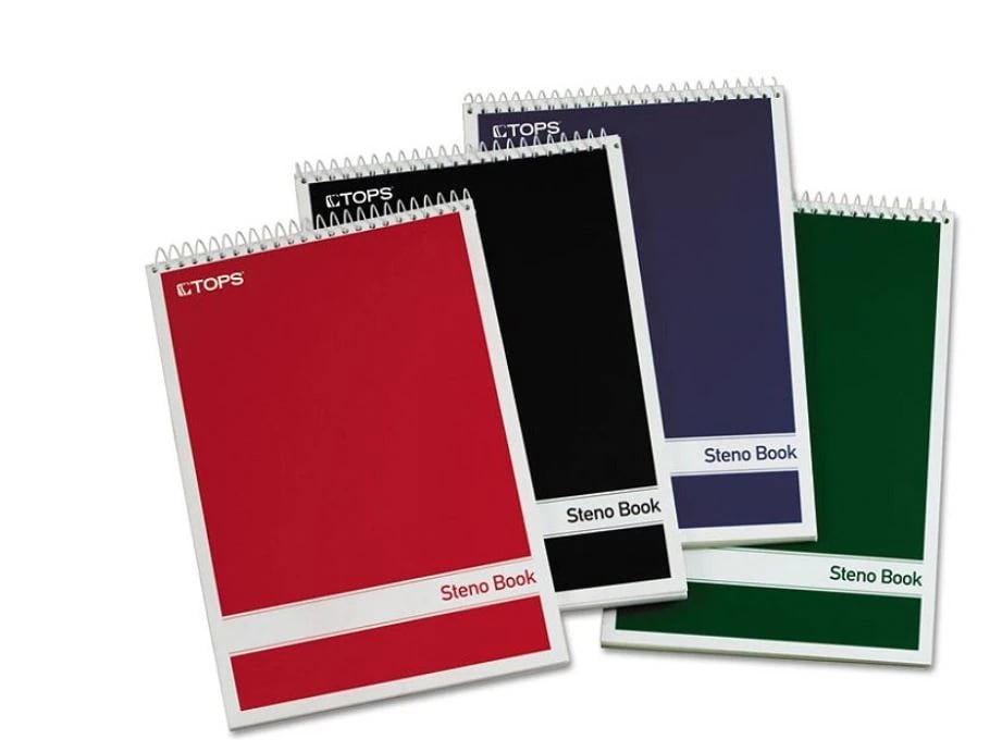 TOPS Steno Book, Gregg Ruled, 6" x 9", 80 Sheets, White, 4/Pack