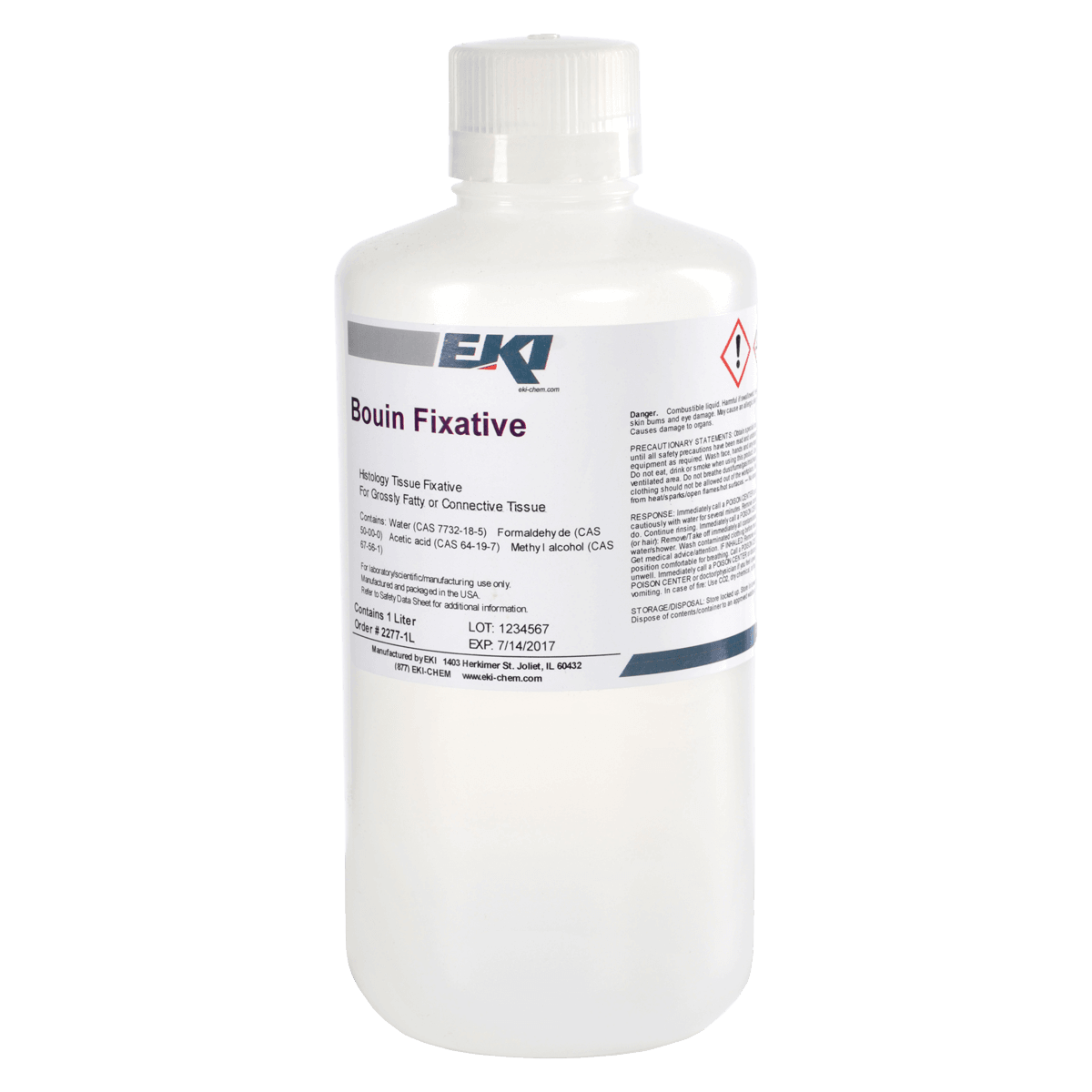 Bouin's Fixative, For Fatty/Connective Tissue, 1L Bottle, EK Industries