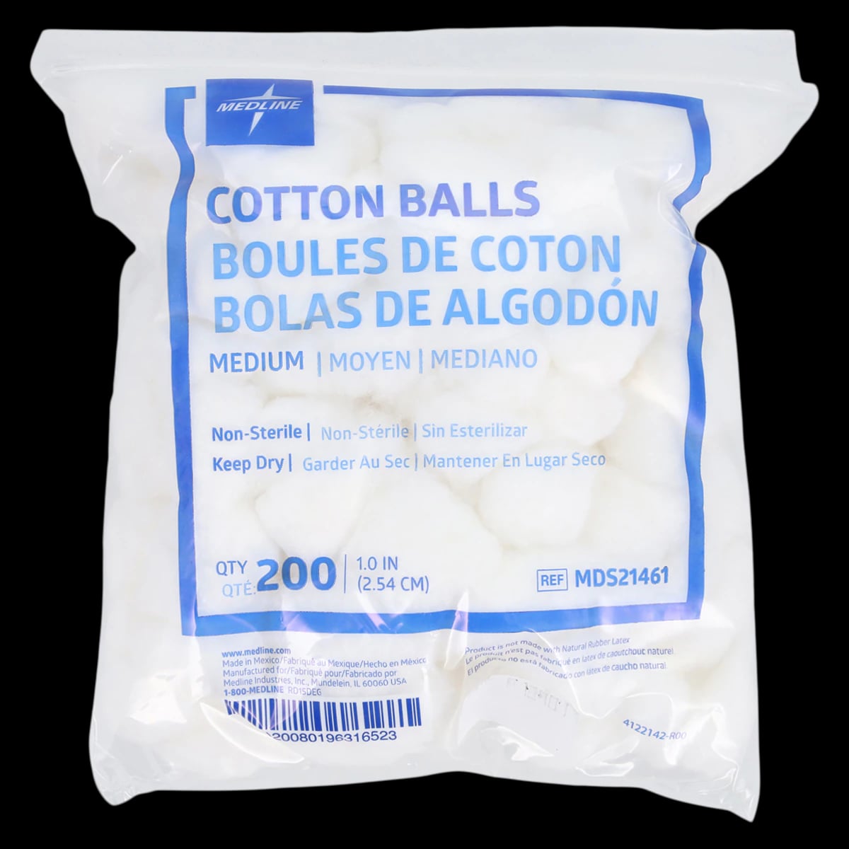 Medline Cotton Balls, 1 inch, Non-Sterile, Maximum Absorbency, 4000/Case