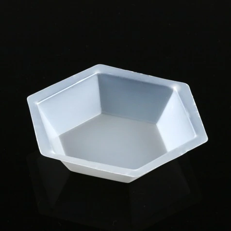 Globe Scientific Weighing Boat, Polystyrene, Anti-Static, White, 200mL, 102x76mm Hexagonal, Large, 500/Case