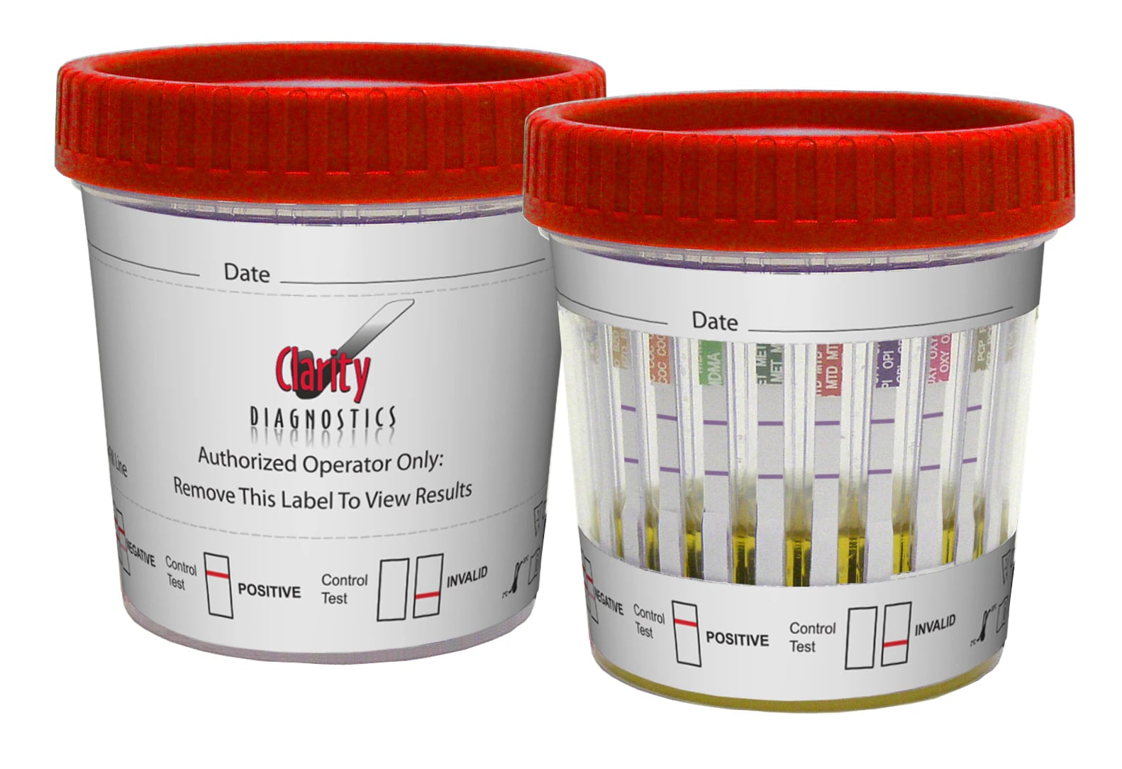 Clarity Diagnostics Urine Drug Screen Test Cup, CLIA Waived, 12 Panel with Dip Card, 25/Box