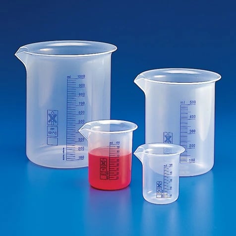 Globe Scientific Griffin Beaker, Polypropylene, 250mL, Clear with Printed Graduations and Pour Spout
