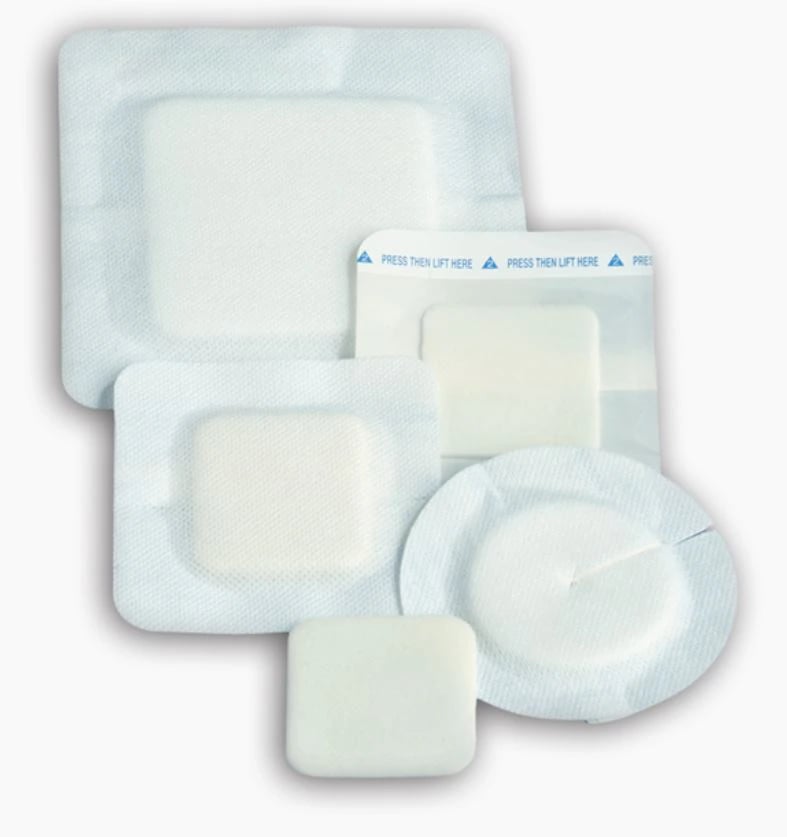 DeRoyal Polyderm Plus Polyurethane Foam Padding Bandage, 4x4", Non-Adherent, White, Latex-Free